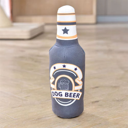 Beer Bottle Squeaky Dog Toy Wine Bottle Plush Dog Toy Interactive Squeaky Dog Chew Toy Soft Beer Bottle Shape Toy for Puppies