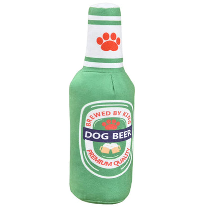 Beer Bottle Squeaky Dog Toy Wine Bottle Plush Dog Toy Interactive Squeaky Dog Chew Toy Soft Beer Bottle Shape Toy for Puppies